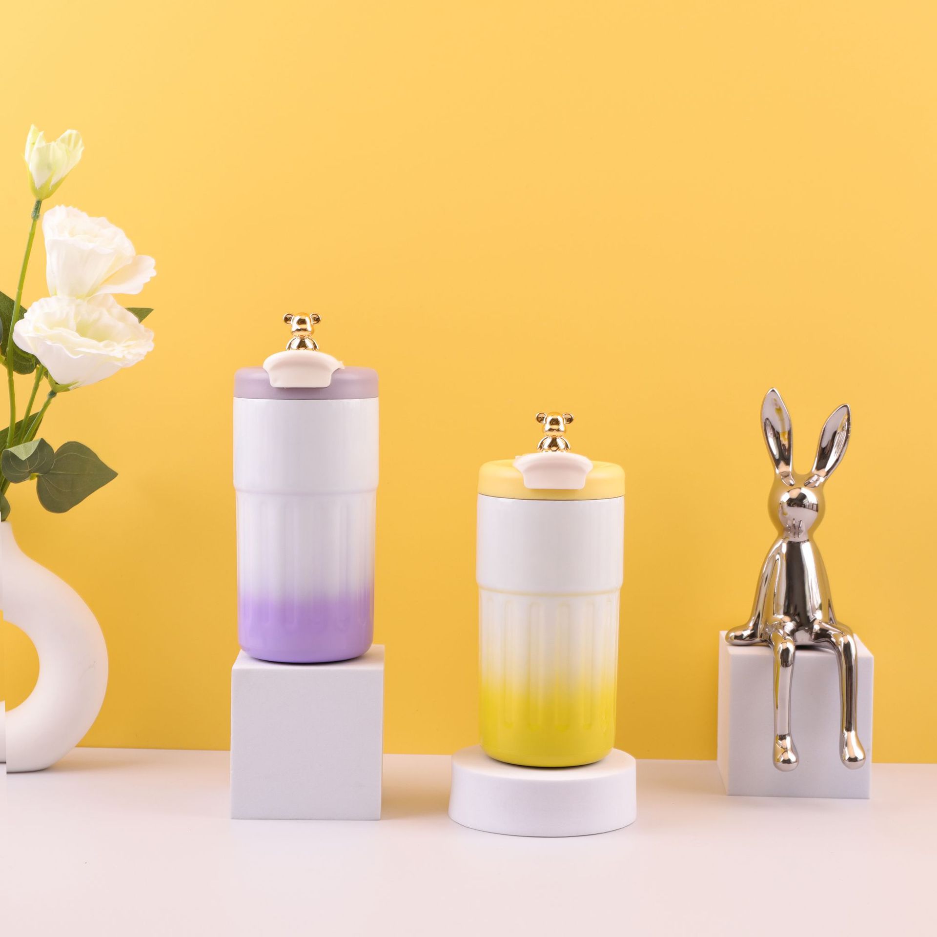 Popular cartoon bear 316 stainless steel insulated coffee cup, smart temperature display, portable insulated cup, student cup Specification drawing