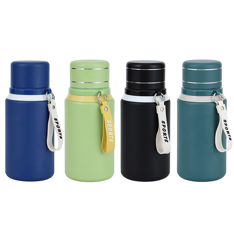 Simple double-lid insulated cup, portable outdoor tea-water separation brewing cup, large-capacity sports drinking cup gift Item Picture