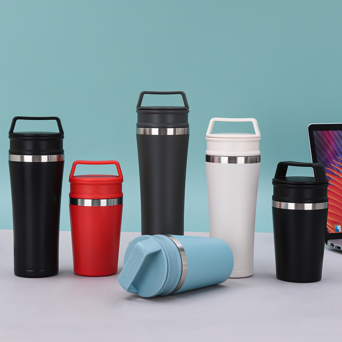 Wholesale of creative new portable coffee cups, stainless steel insulated cups, outdoor sports gift cups for men and women full figure