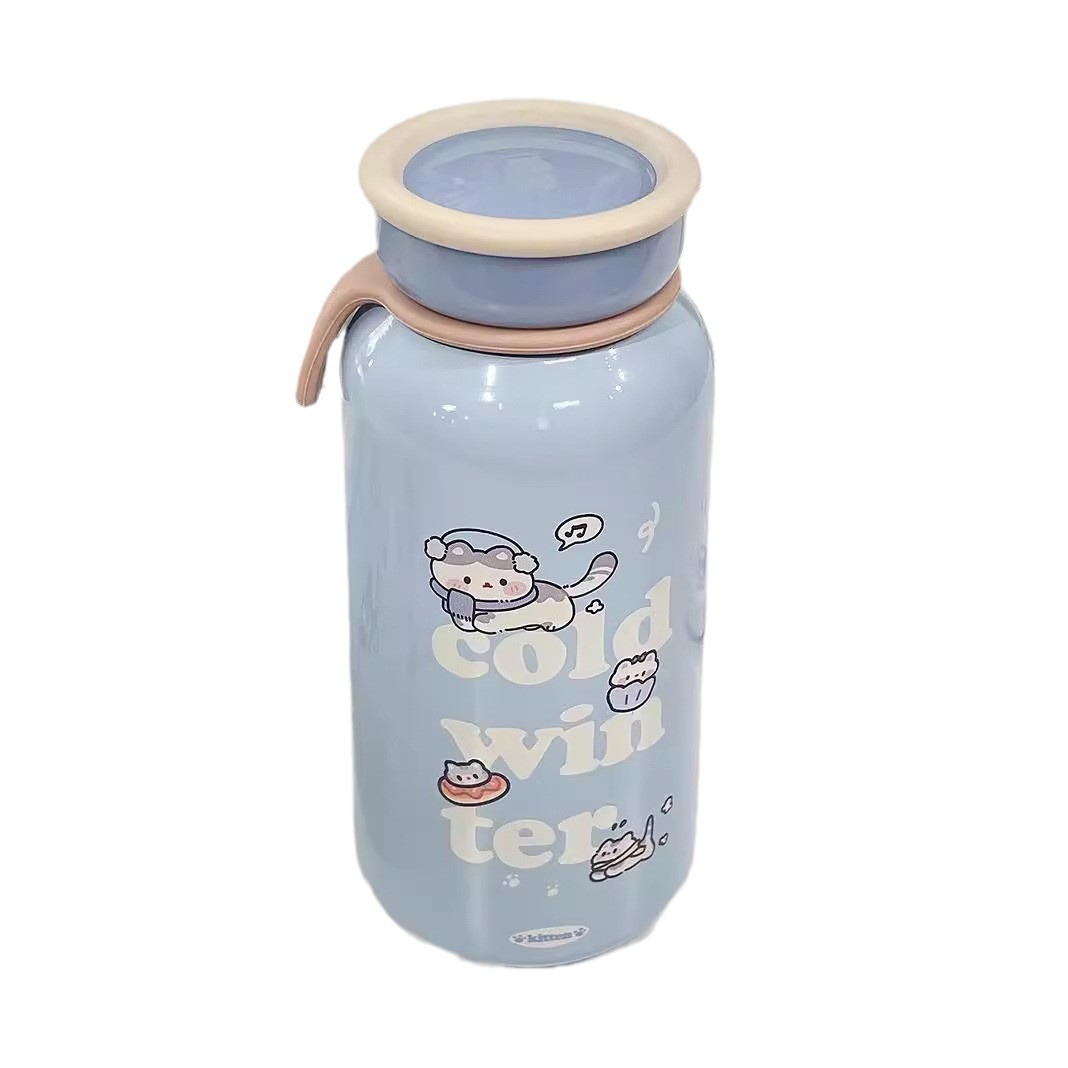 Cartoon cute insulated cup, ins student high appearance level couple water cup, portable tea and water separation large-capacity water cup Item Picture