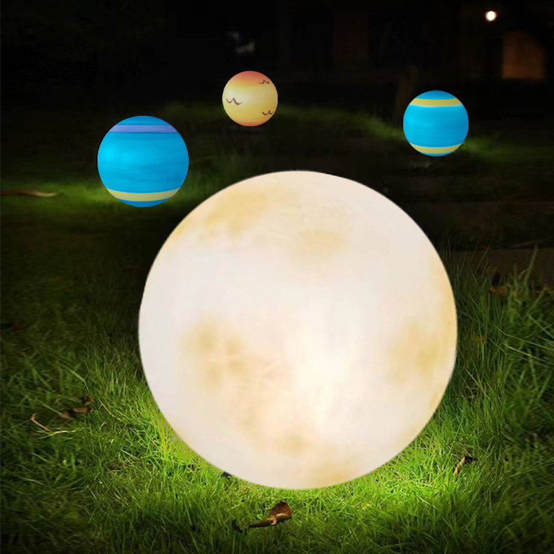 Luminous moon lamp, outdoor waterproof moon lamp, ground plug lawn lamp, festival atmosphere lamp, solar garden ball lamp Specification drawing