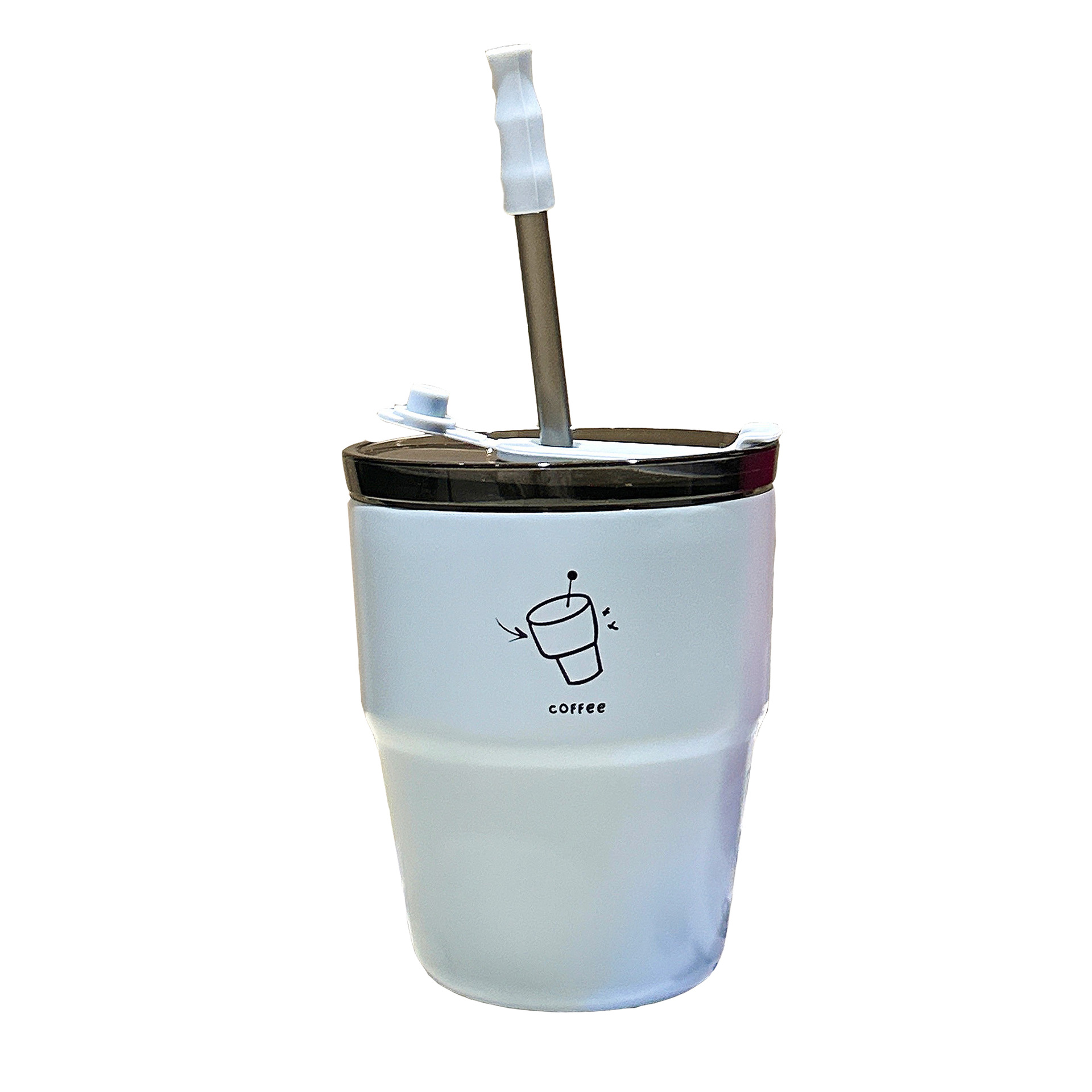 ins high appearance level coffee cups, simple couple double-drinking straw cups, creative office gift stainless steel water cups wholesale Item Picture