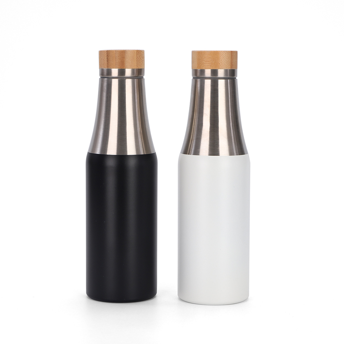 Cross-border bamboo cap cola bottle, 304 stainless steel double-layer vacuum insulated cup, American-style small-mouthed portable sports water bottle Item Picture