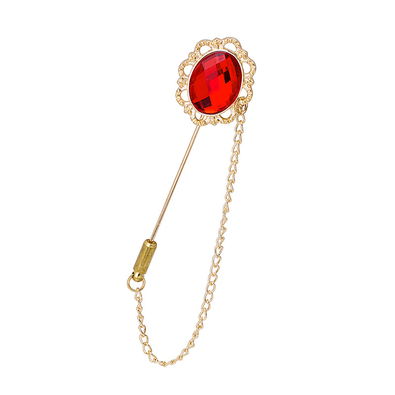 European and American retro court-style crystal diamond-encrusted brooch, versatile and personalized chain tassel pin collar pin badge accessory Item Picture