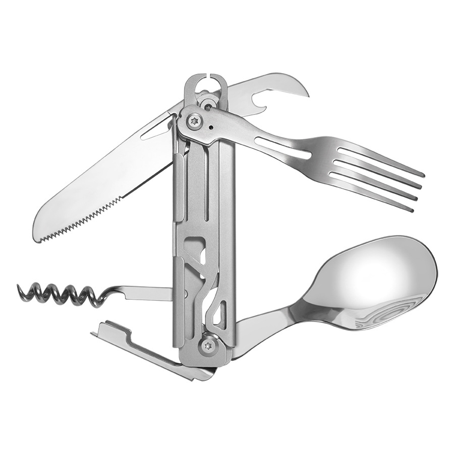 Hongfeng's new stainless steel multi-functional table knife, portable knife, fork, spoon, gift knife, outdoor camping folding tableware Item Picture