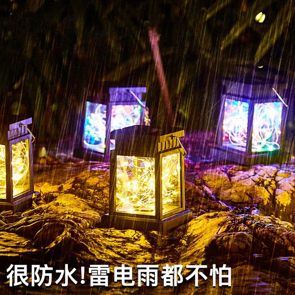 Cross-border solar copper wire star palace lamp, outdoor waterproof courtyard hanging lamp, balcony decorative landscape hanging lamp Specification drawing