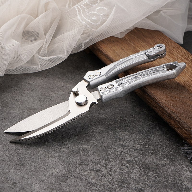 Feiying Multi-functional chicken bone Scissors sk5 aluminum alloy scissors, household stainless steel outdoor disassembly kitchen scissors Specification drawing