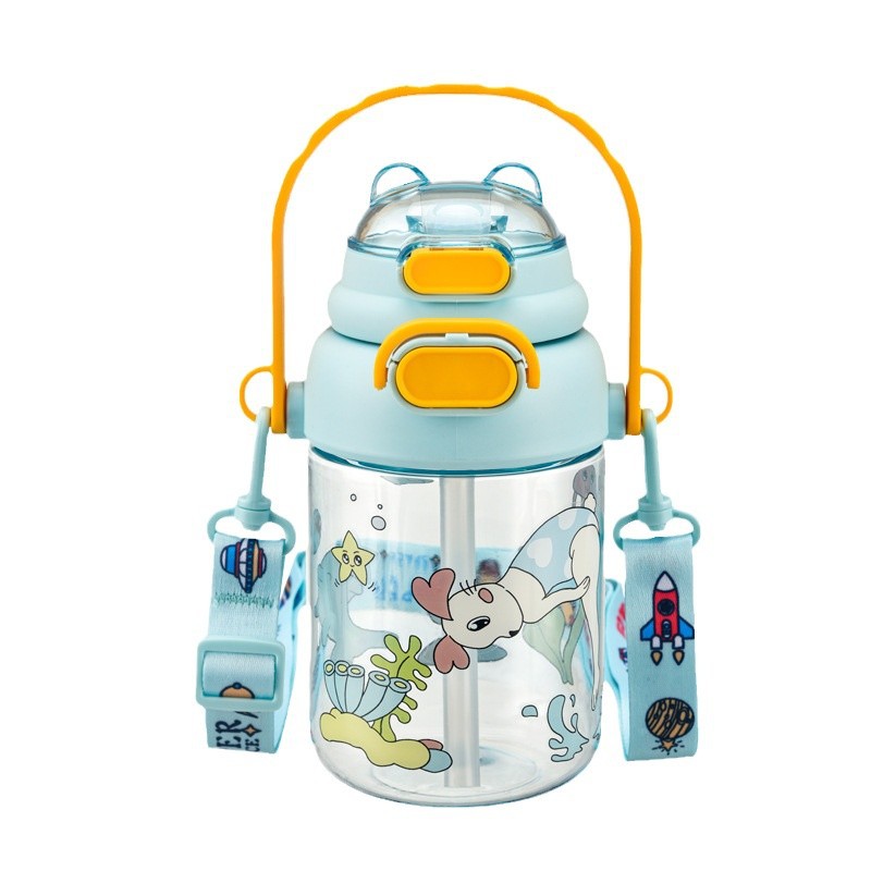 Children's water cup for school, summer double-drinking straw cup for kids, 2025 new model portable water bottle for primary school students going out Item Picture