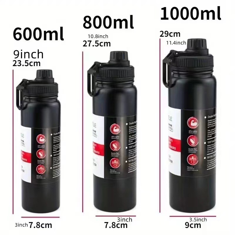 Cross-border 304 stainless steel insulated cup, large-capacity portable space sports water bottle, outdoor portable and simple mountaineering water bottle Item Picture