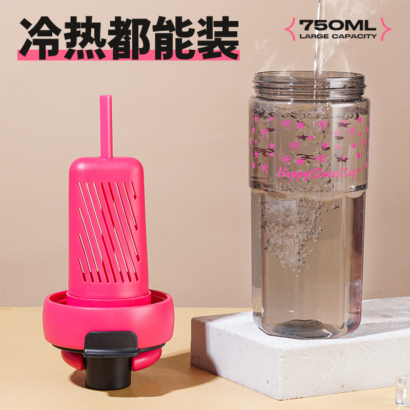 High appearance level, new and convenient tea-water separation cup, straw cup, female flower tea, plastic sports water cup, large capacity Application Scenario