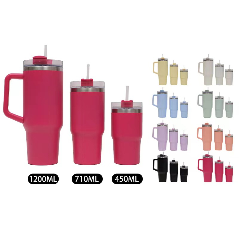 Cross-border bestseller 304 stainless steel Ice King car Cup three-piece set, large-capacity outdoor sports insulated cup full figure