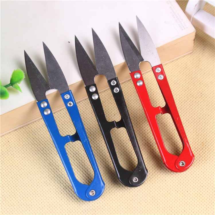 Stainless steel U-shaped scissors, colorful cross-stitch small scissors, yarn thread ends, tailor's scissors, practical home tools full figure