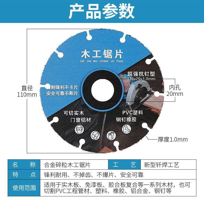 New type of alloy woodworking saw blade, solid wood, aluminum, PVC plastic, professional grade Angle grinder, cutting machine, electric saw cutting blade Application Scenario