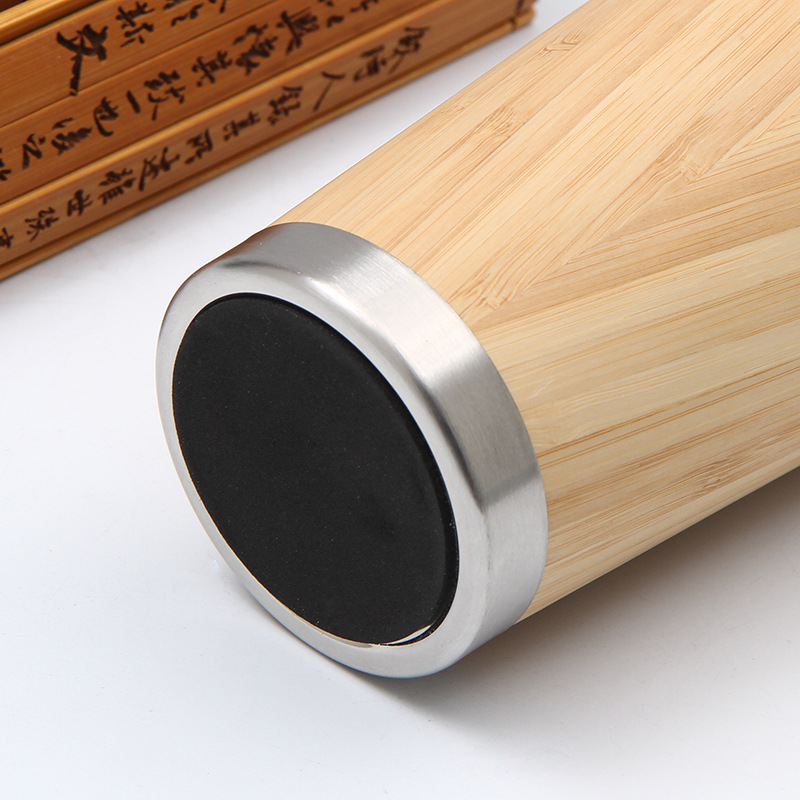 Creative new bamboo insulated cups, double-layer stainless steel bamboo shell car cups, business office cups, gift cups in stock Specification drawing