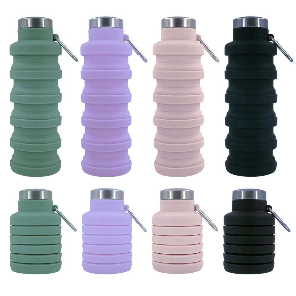 Cross-border bestseller silicone foldable water bottle, creative cycling telescopic cup, portable outdoor sports water bottle gift details Picture