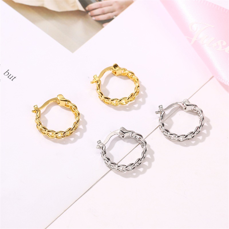New cross-border earrings: Cold style, simple hollowed-out geometric earrings, short irregular chain stud earrings for women details Picture