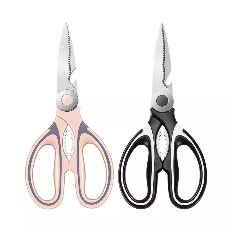 Stainless steel kitchen scissors, internet-famous pink scissors, household kitchen food scissors, multi-functional chicken bone scissors, panda scissors Item Picture