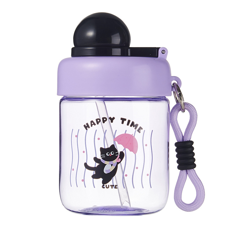 Fuxing Cartoon water Cup, Children's anti-drop portable Cup, men's and women's casual cup, students' cute plastic cup with handle Item Picture