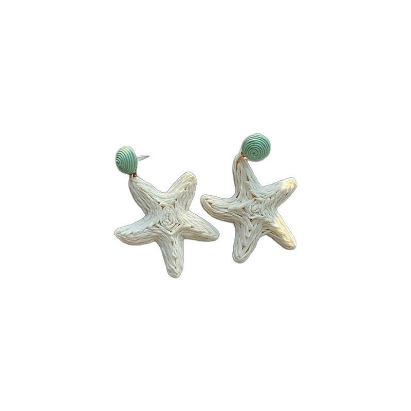 Island holiday hand-woven starfish earrings, seaside vacation earrings for women, exaggerated style and personalized stud earrings Item Picture