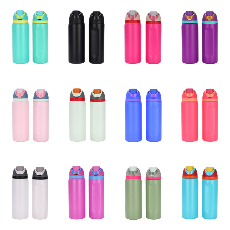New cross-border 304 stainless steel vacuum insulated cup, the same style as Owala, simple and bouncy fruit cup, portable double-drinking cup full figure