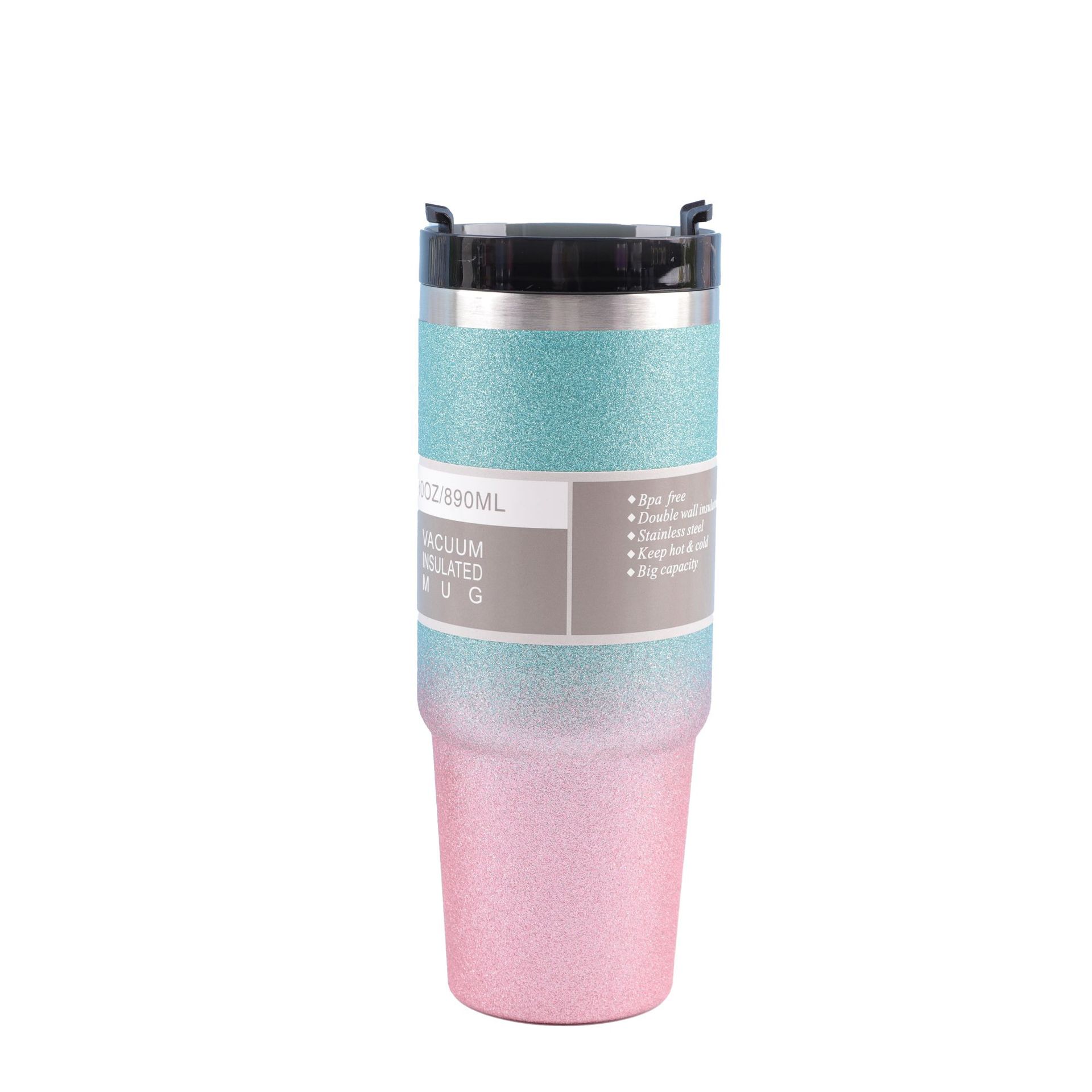 Wholesale of diamond-painted car cups, double-layer stainless steel insulated cups, beer ice cups, coffee cups with straws Item Picture