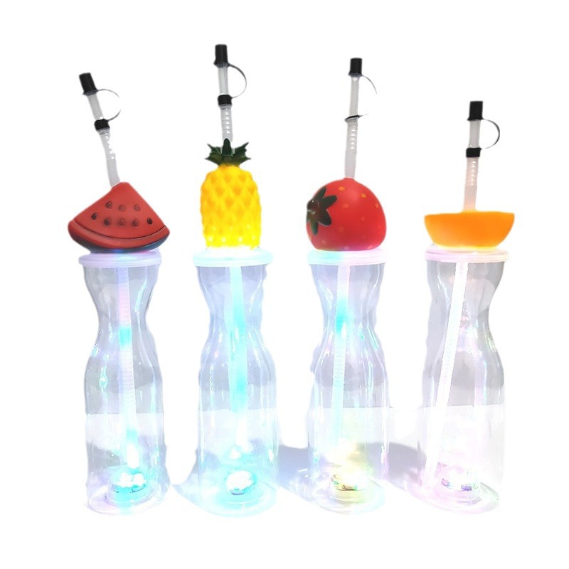 New transparent, colorful Korean-style cartoon diamond animal, multiple optional disposable plastic straw cups, and luminous water cups Item Picture