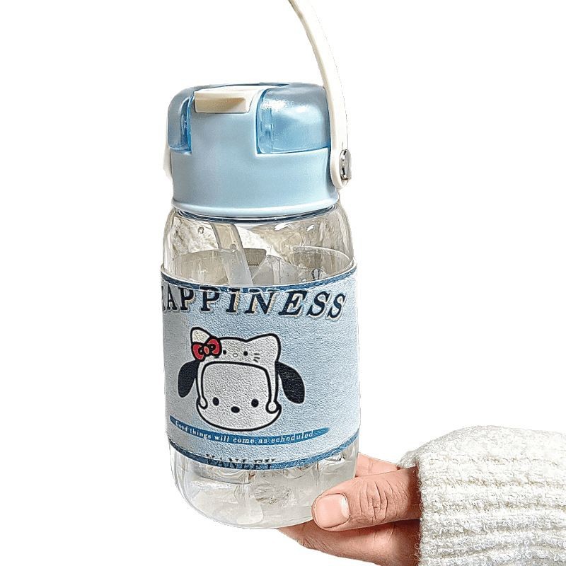 High appearance level, portable to work, trendy and unique cartoon plastic cup, cute straws for girls, double drinking cups Item Picture