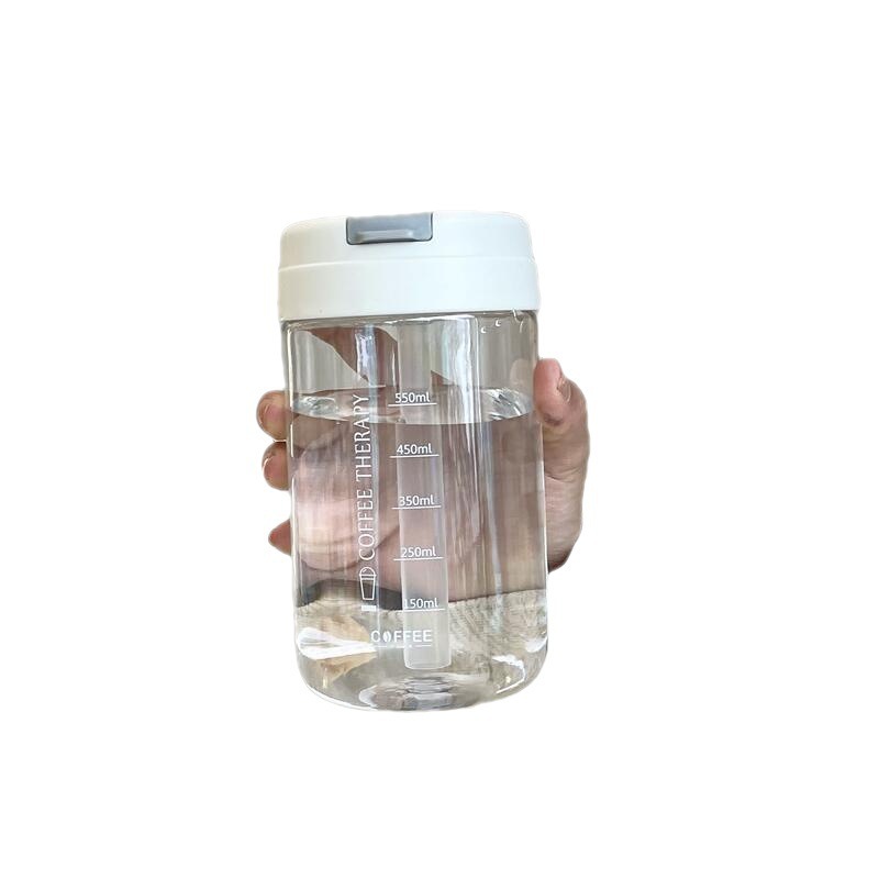 Simple large-capacity straws for male and female students, ton ton plastic cups, mini breakfast portable cups with graduated straws Item Picture