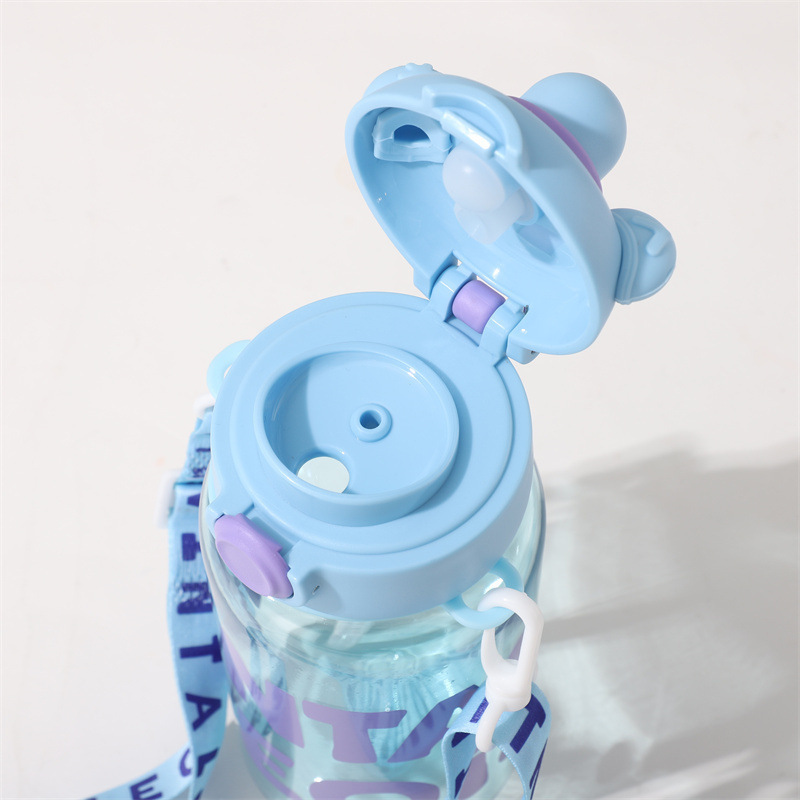 Panda plastic Cup, children's water cup, high appearance level, portable crossbody dopamine double drink bouncing cup for male and female students Application Scenario