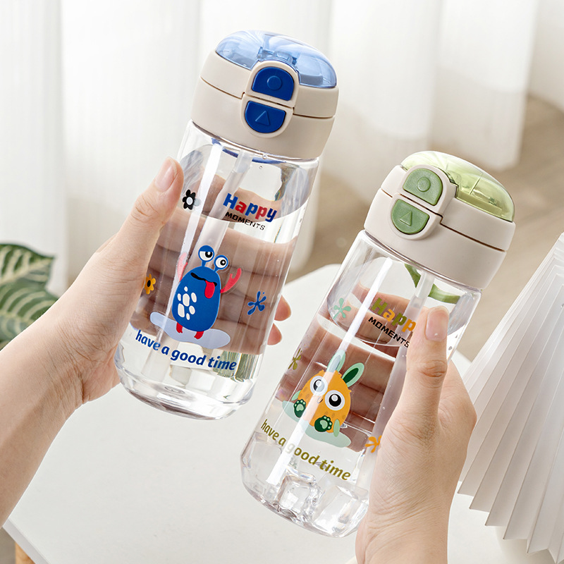 New double-spout water cup, high appearance level, portable plastic cup, special summer straw cup for children to go to school, travel cup full figure