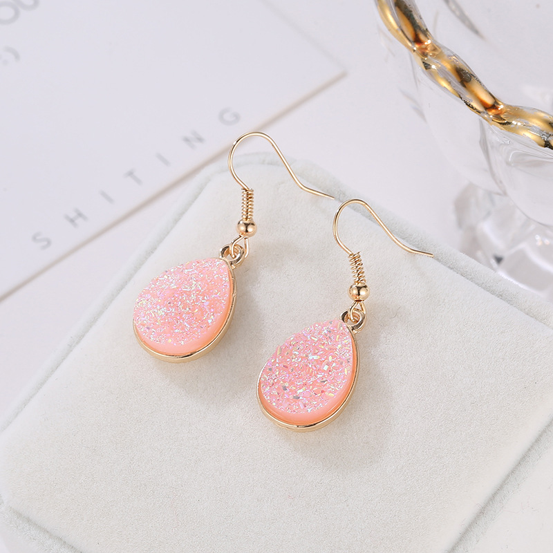 WISH Hot-selling colorful teardrop earrings, women's unique and elegant creative designs, small teardrop stud earrings wholesale Specification drawing
