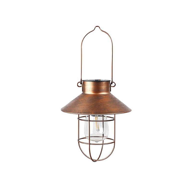 Iron chandelier, Chinese-style retro courtyard decoration, solar viewing night lighting fixtures, solar outdoor courtyard lamps Item Picture
