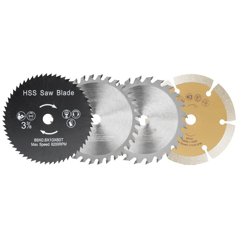 Wholesale of new cross-border 89*10 multi-functional saw blade 4-piece set, plastic woodworking, aluminum and stone cutting tool set Specification drawing