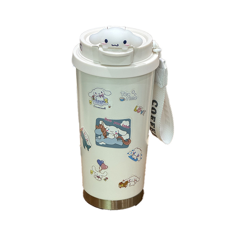 316 insulated cup, Korean style, high appearance level, cartoon kt coffee cup with handle, double drinking cup, insulated water cup, straw Item Picture