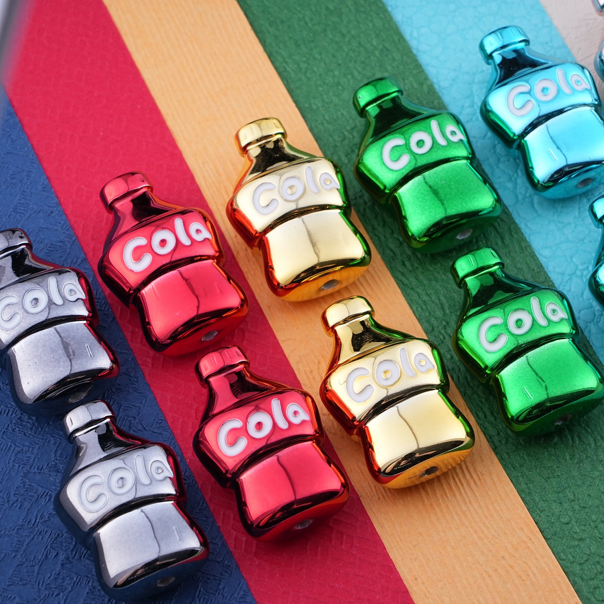 Cross-border metal UV electroplated cola bottle beaded creative diy mobile phone chain material package earrings pendant accessories Application Scenario