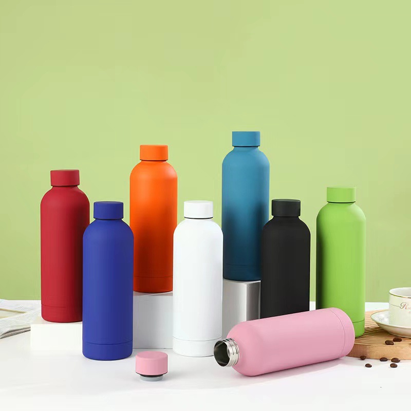 304 stainless steel small-mouth bottle, rubber-painted sports water bottle, outdoor insulated cup, thickened double-layer water cup, cross-border wholesale Specification drawing