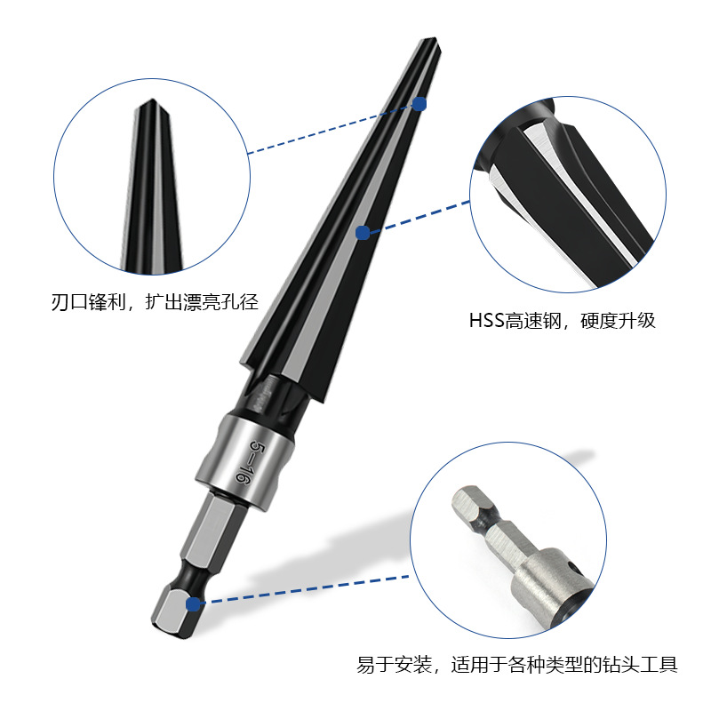 5-16mm electric drill reamer, hand reamer, 3-13mm woodworking tool, wood board reaming, chamfering, deburring, straight handle Application Scenario