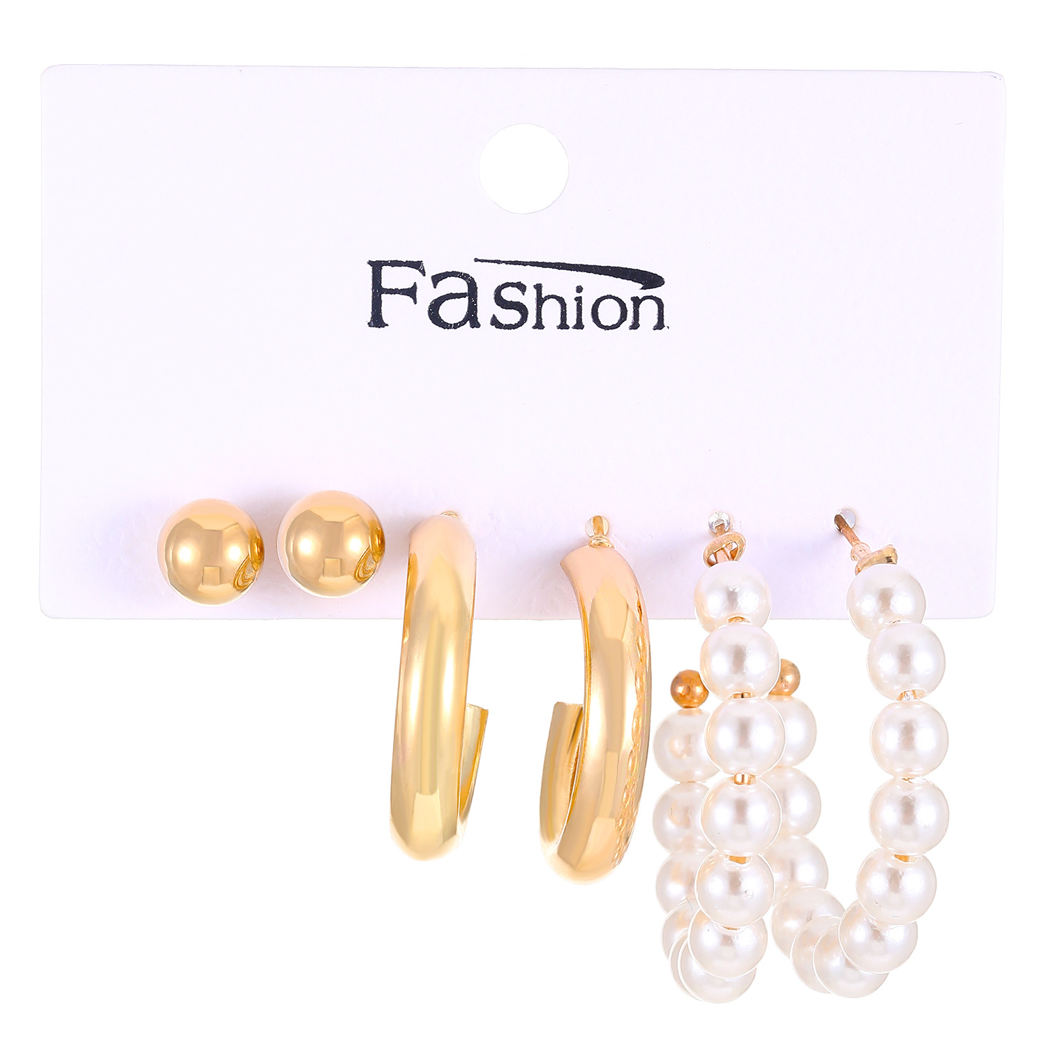 Niche design sense, simple imitation pearl earrings, women's retro French light luxury, irregular-shaped pearl ear loops and ear rings accessories Item Picture