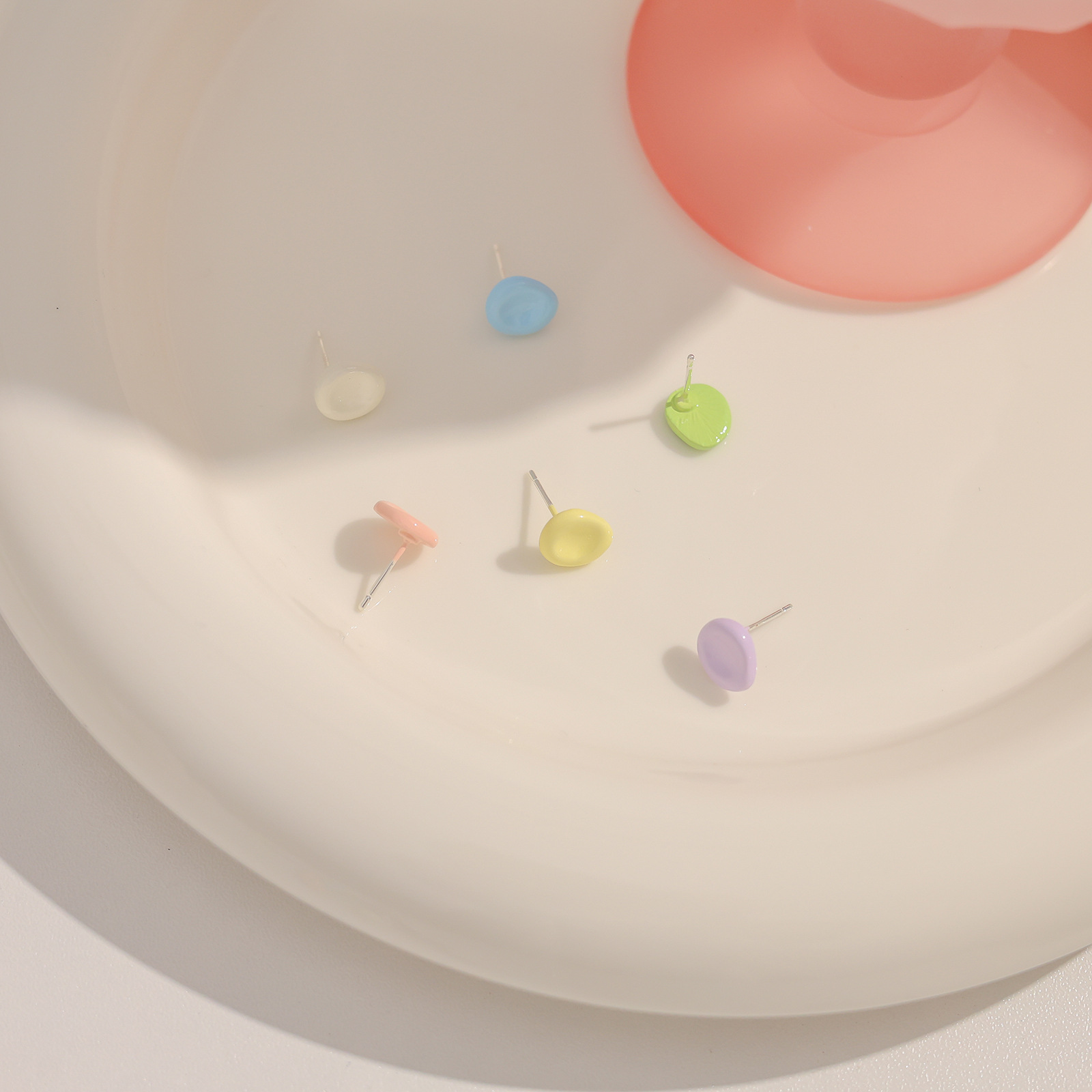 Summer new macaron-colored teardrop stud earrings, irregular and cute, candy-colored earrings, dopamine earrings details Picture