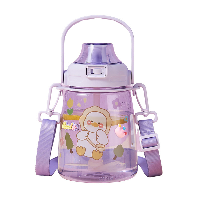 The popular large-belted cup has a large capacity and high appearance level. It is a children's plastic water cup, a portable summer water bottle, and a student straw cup water bottle Item Picture