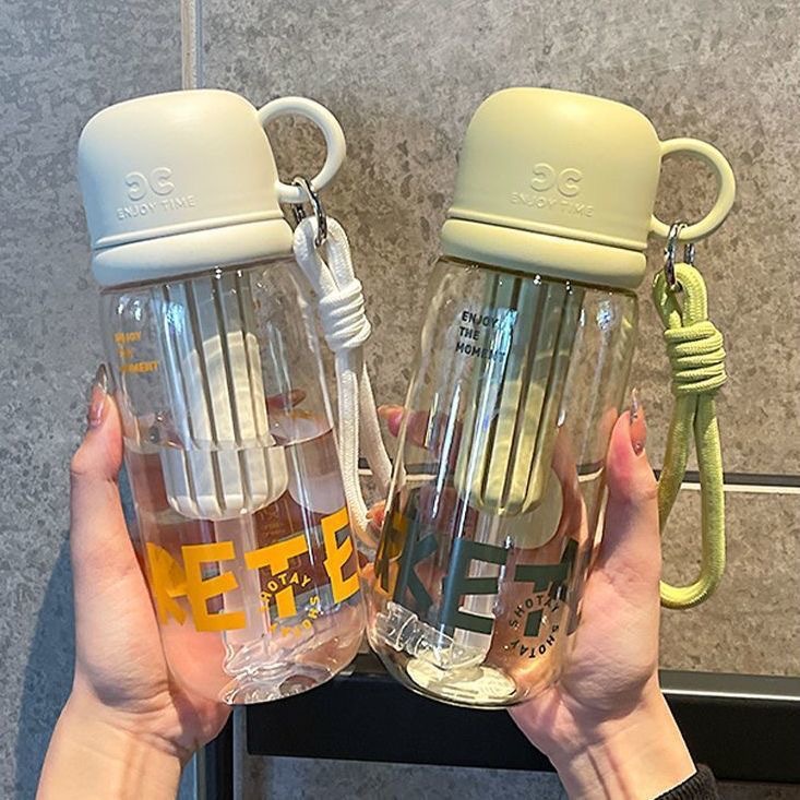 Shangtai tea-water separation brewing cup, summer straw double-drinking cup, male and female student schoolbag drawstring tea cup, covered water cup Specification drawing