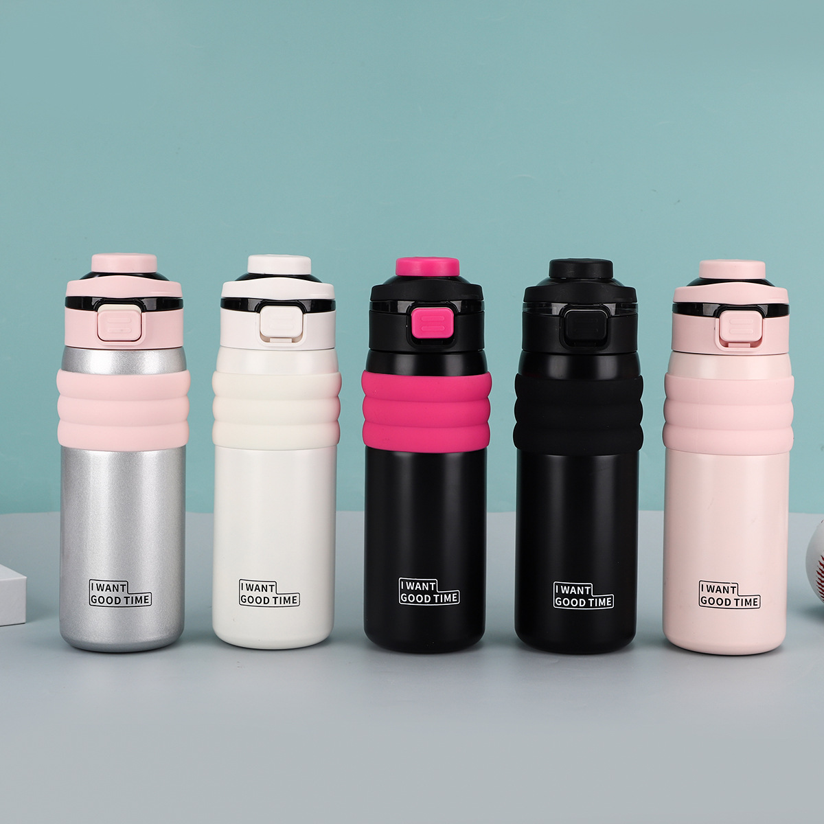 Simple 316 stainless steel vacuum insulated cup, large-capacity double-drinking sports water bottle, outdoor portable bouncy lid water cup Specification drawing