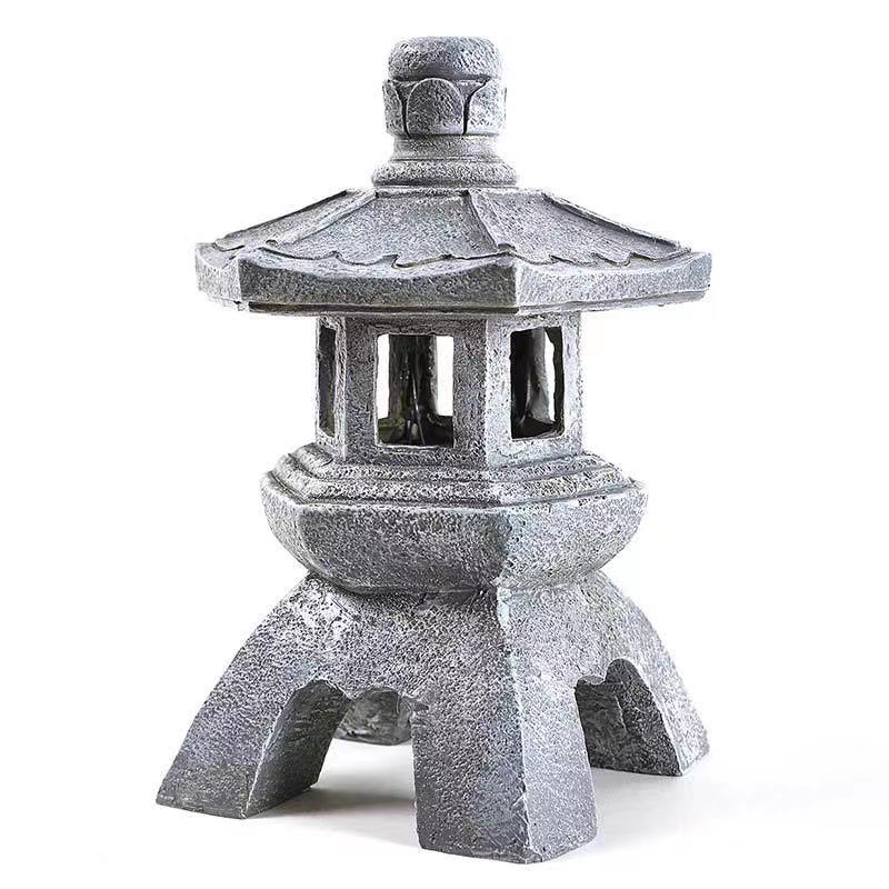 Amazon solar Chinese-style garden lamp ornaments, garden resin statues, handicrafts, decorative landscape lamps, stone tower lamps Item Picture