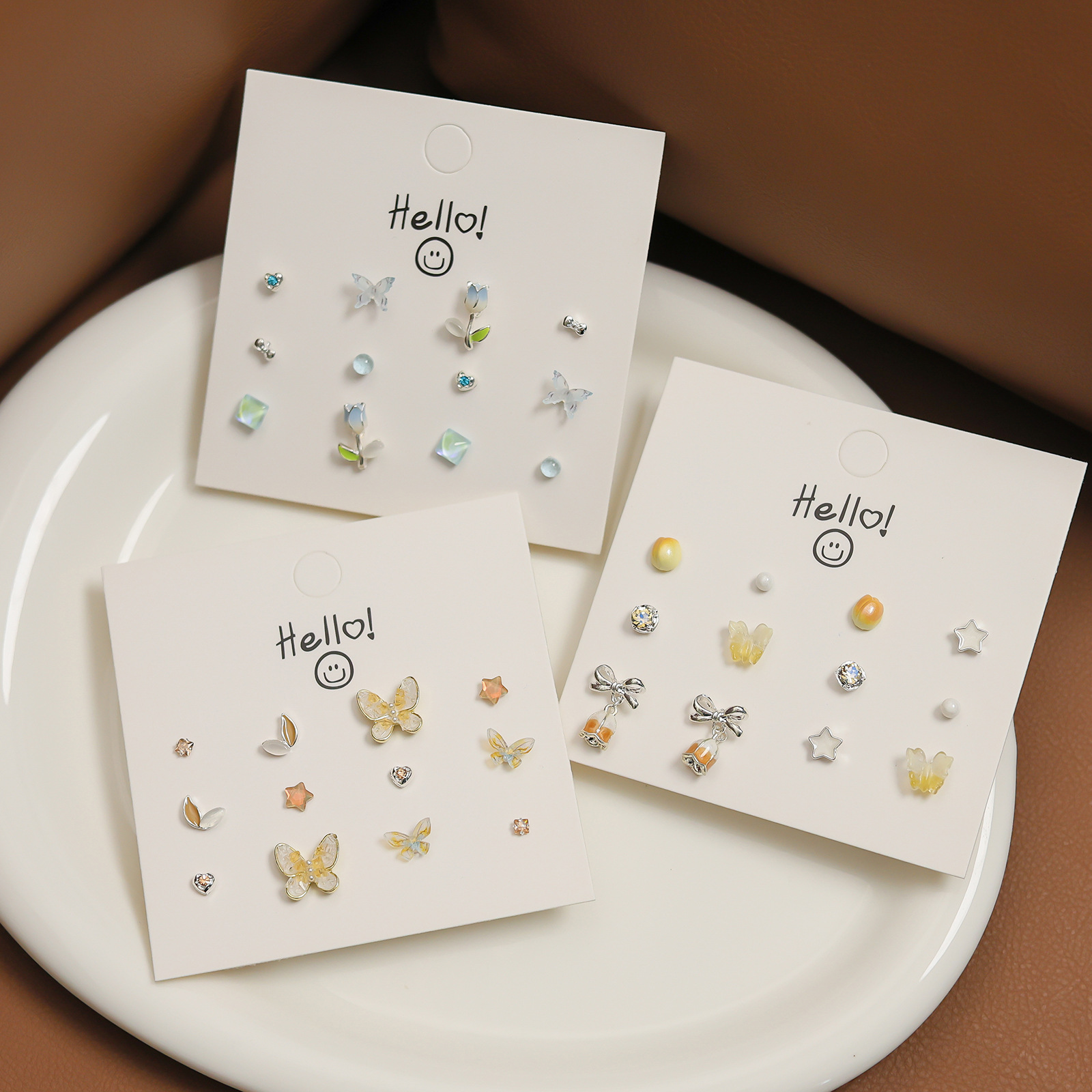 Wholesale of new autumn and winter Maillard Butterfly silver needle stud earrings with a touch of artistic, retro and high-end style, as well as simple and elegant earrings details Picture