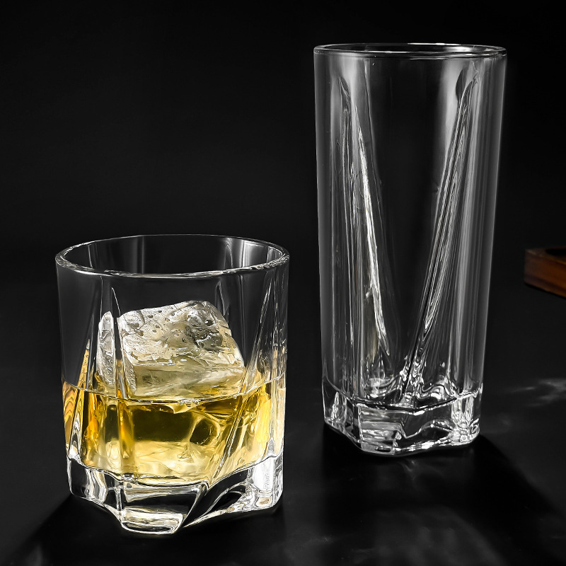 Whisky wine glass, creative four-corner twisty glass, KTV bar beer glass, heat-resistant white spirit glass, spirits glass Specification drawing