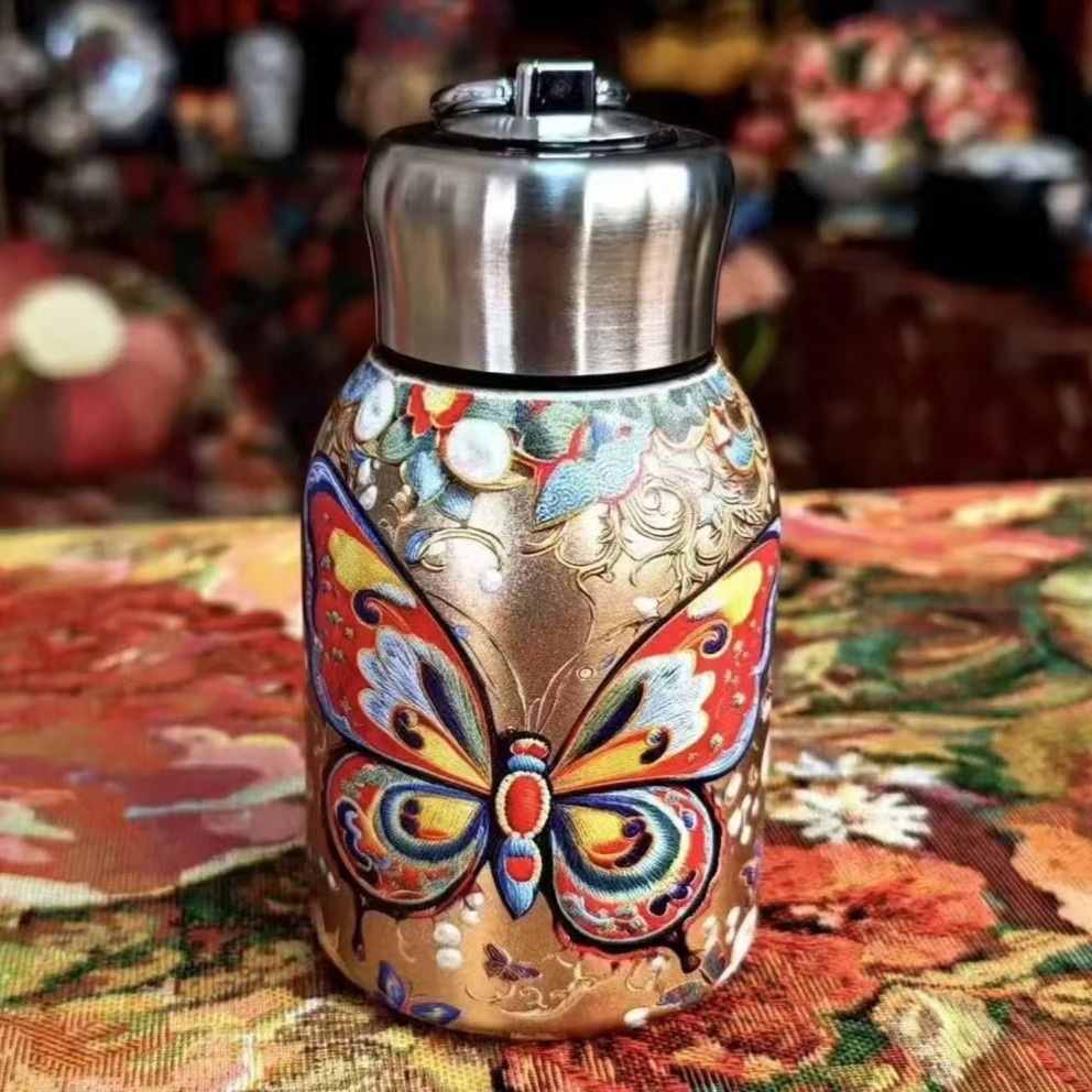 316 stainless steel Xiaopangding insulated cup, Chinese-style retro mini pocket cup, outdoor portable carrying ring, casual cup Specification drawing