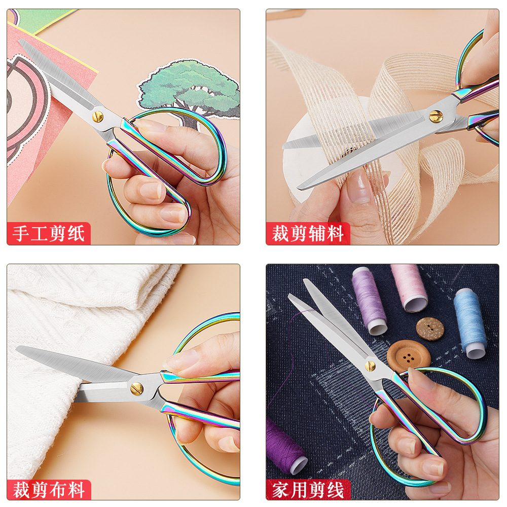 Alloy stationery, office scissors, household sewing, paper-cutting scissors, sharp hand scissors, portable student scissors details Picture