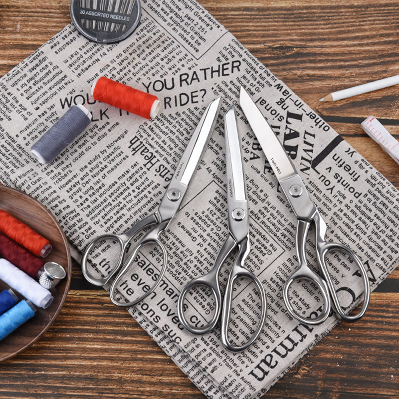 Tailor's all-stainless steel sewing scissors, professional scissors for clothing cutting fabric, 8-inch and 9-inch scissors, available on e-commerce details Picture