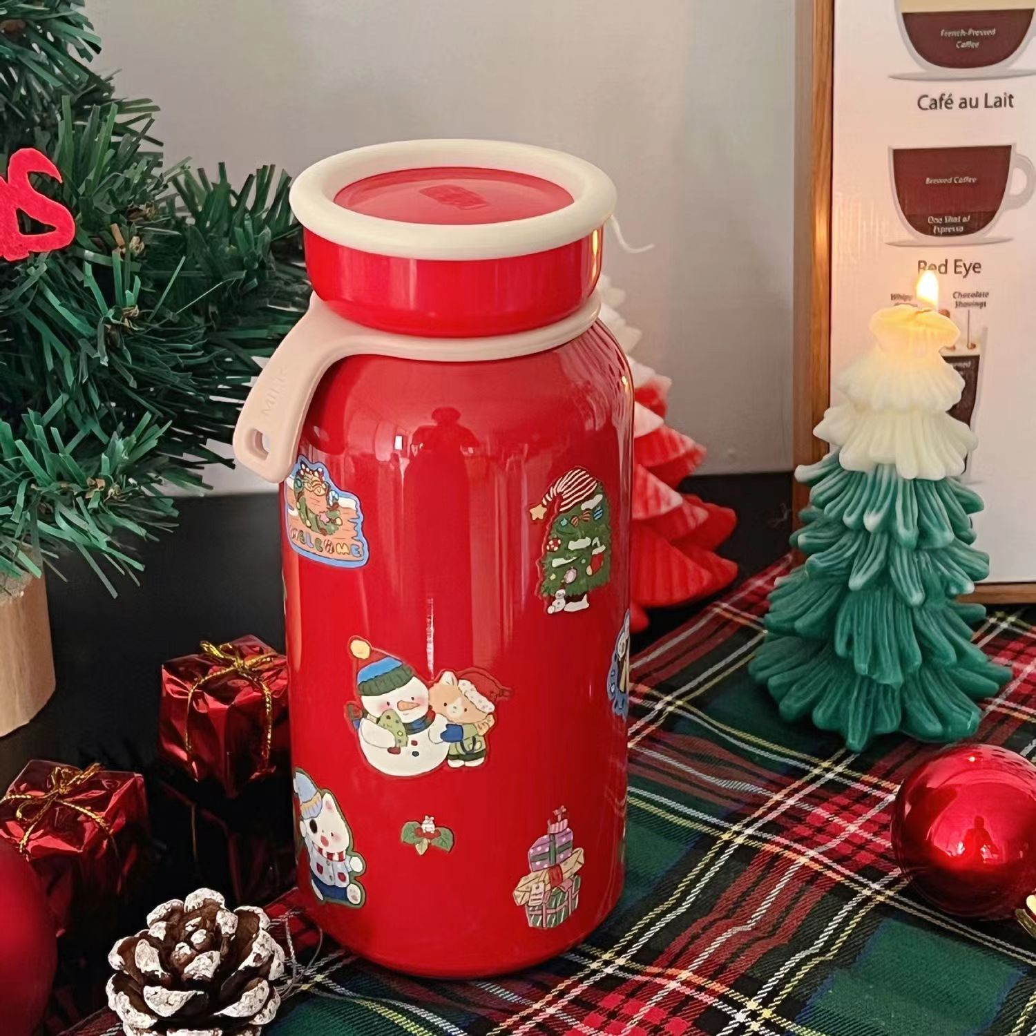 Japanese-style simple insulated cup, high appearance level travel cup, portable milk cup for female students, tea-water separation handle coffee cup full figure