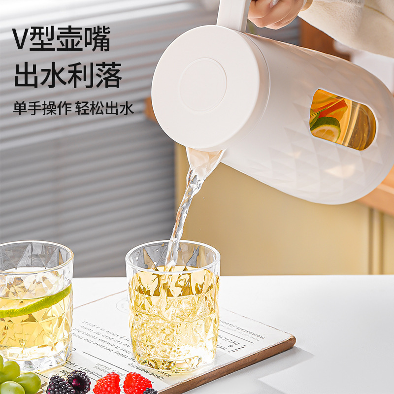 Cold water bottle glass summer household teapot, high appearance level wooden handle water bottle, dormitory large capacity thickened cold water bottle details Picture